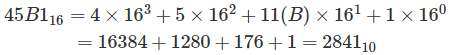 Conversión de hexadecimal a decimal y de decimal a hexadecimal