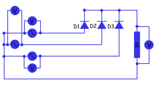 Diagrama de circuito rectificador de media onda y principio de funcionamiento