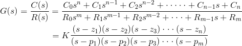 Función de transferencia del sistema de control