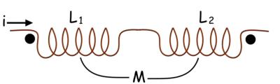 Inductores en serie y en paralelo con efectos de inducción mutua