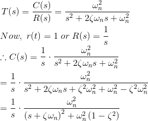 Respuesta temporal del sistema de control de segundo orden