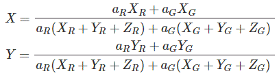 Valores triestímulos y coordenadas de cromaticidad