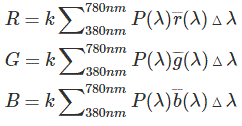 Valores triestímulos y coordenadas de cromaticidad